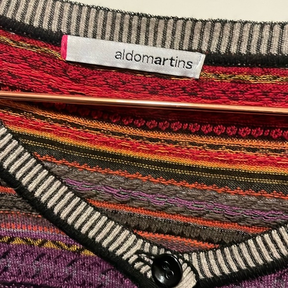 Anthropologie Aldomartins Button Down Cardigan Sweater, Size 10, Leather Accents - Picture 3 of 13